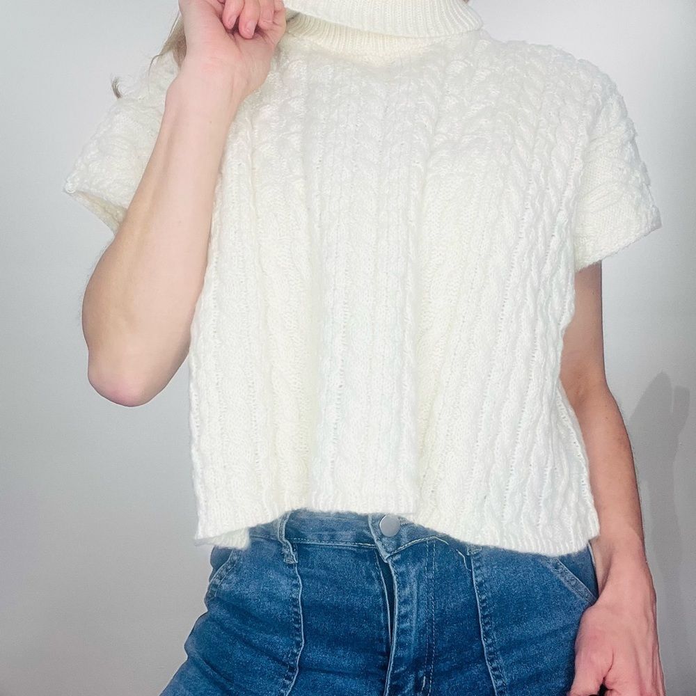 Ivory Chic Cropped Turtleneck Sweater - Picture 3 of 3